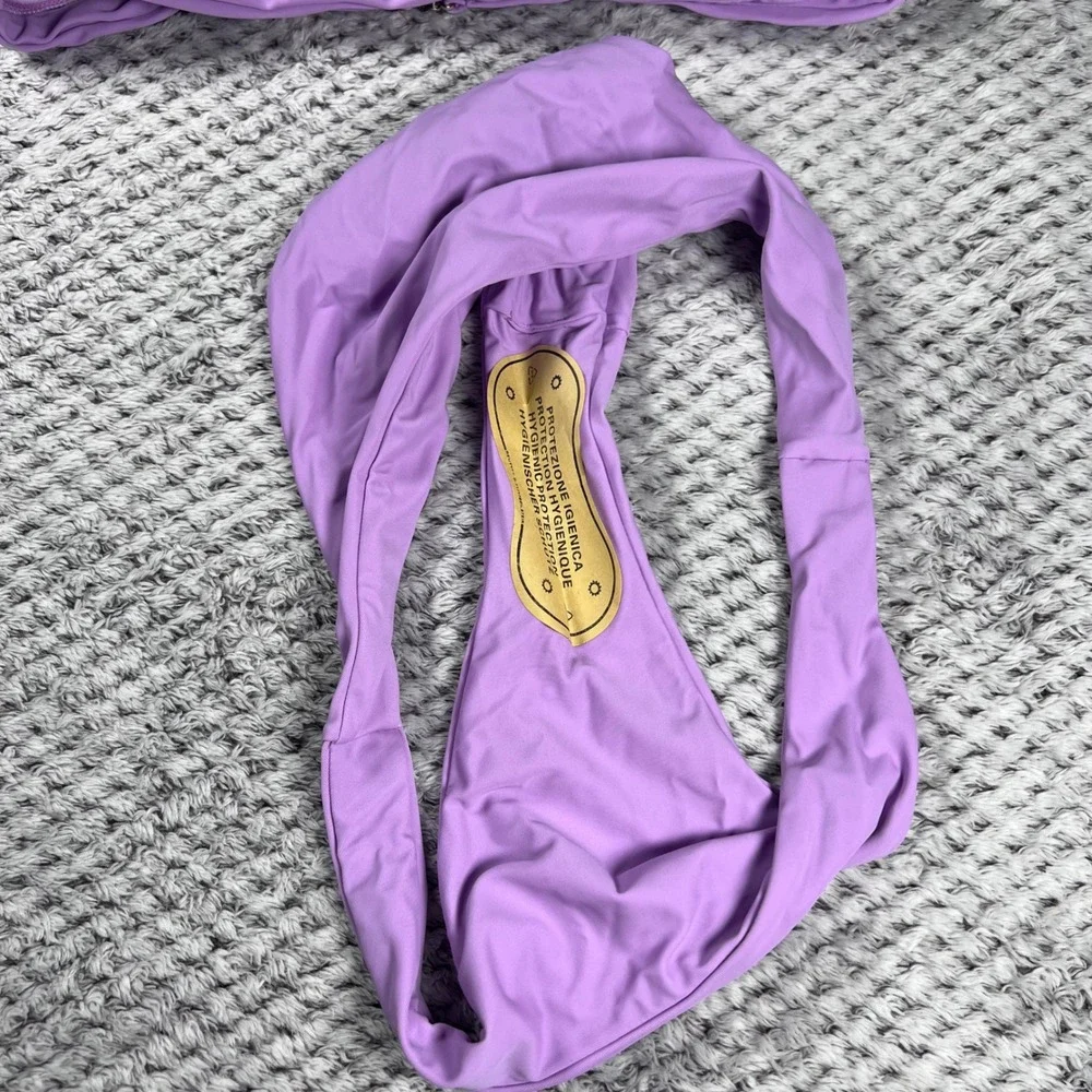 Lavender Bikini Swimsuit Halter Triangle‎ Top High Cut Bottom Size Medium NWOT